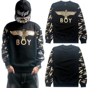 Boy London Unisex Gold Print Oversized Sweatshirt